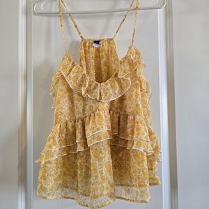 Old Navy Yellow Floral Ruffle Camisole